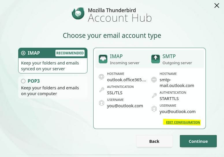 Choose IMAP