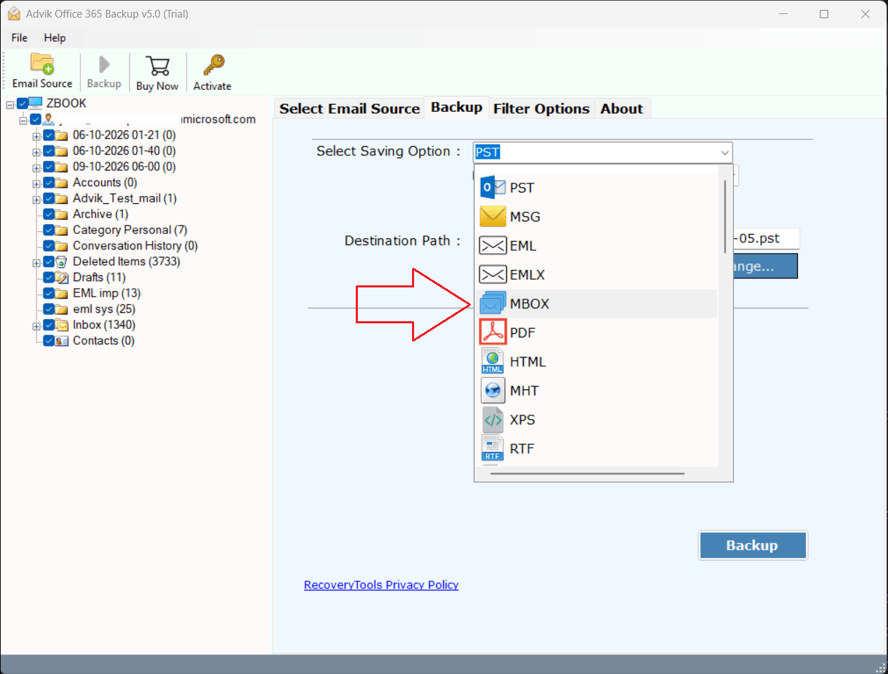 Select MBOX
