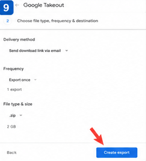 Click Create Export