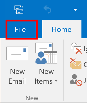 click file tab in outlook