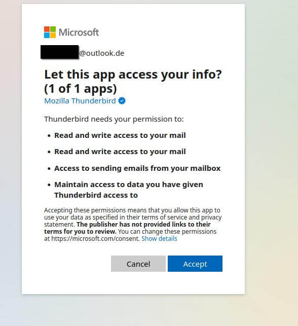 click accept