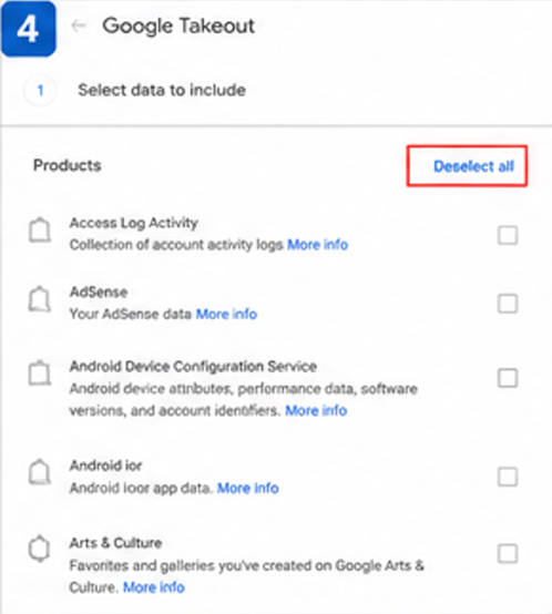 click Deselect all