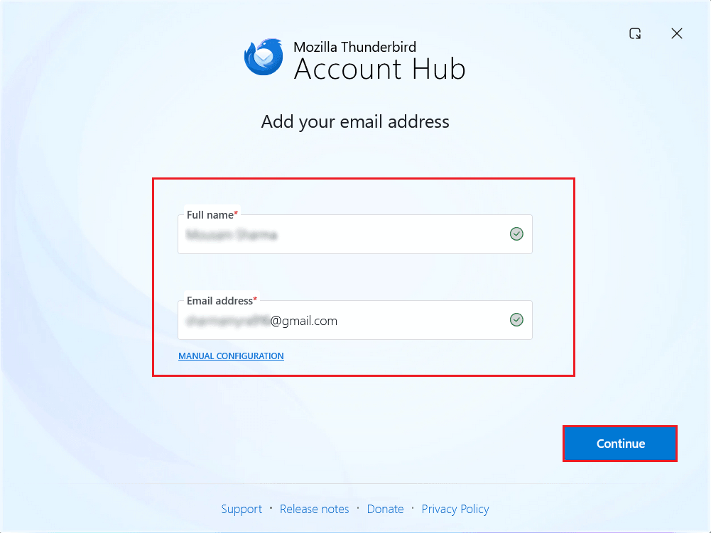enter gmail details