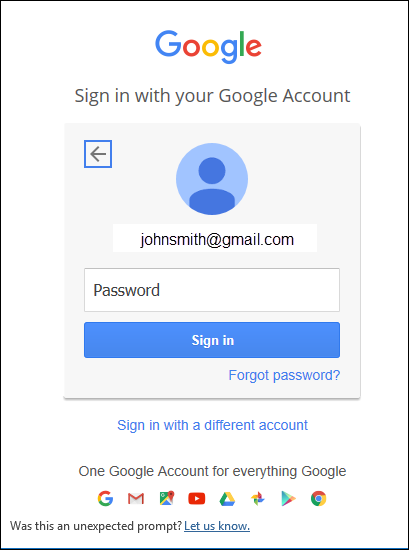 enter your Gmail password