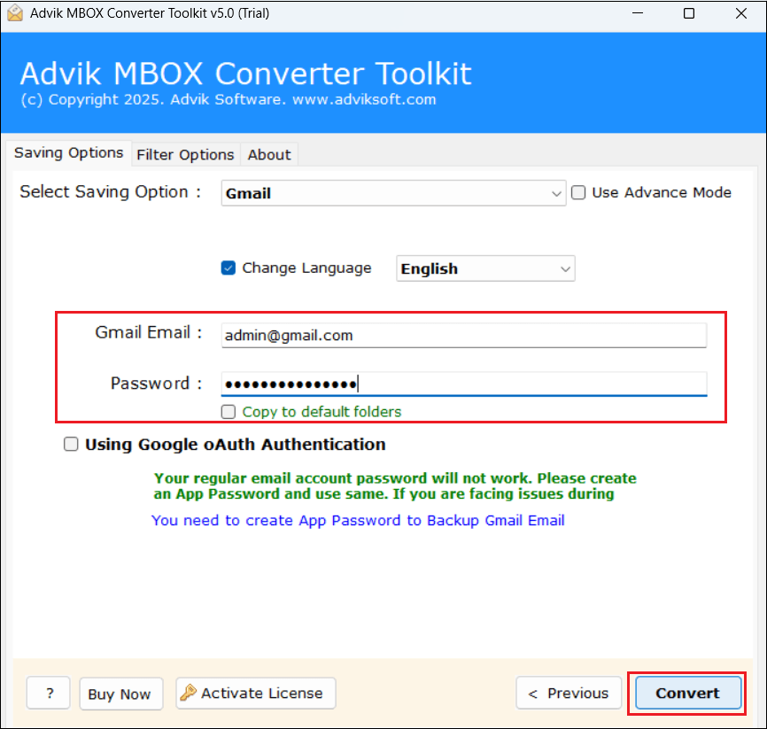 Enter your Gmail account login details