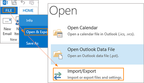 Open Import and Export Wizard in Classic Outlook