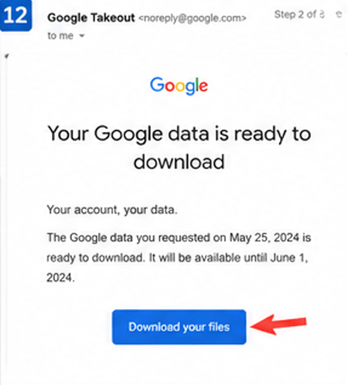 google takeout data is ready to download