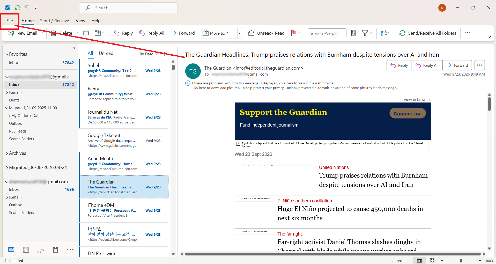 Open the email you want to convert