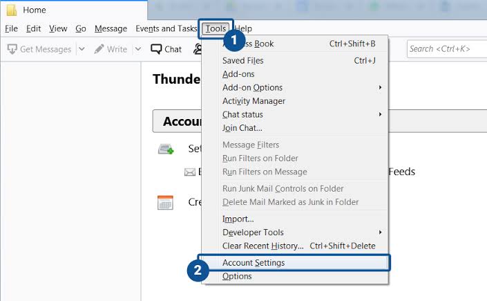 click on Tools >> Account Settings