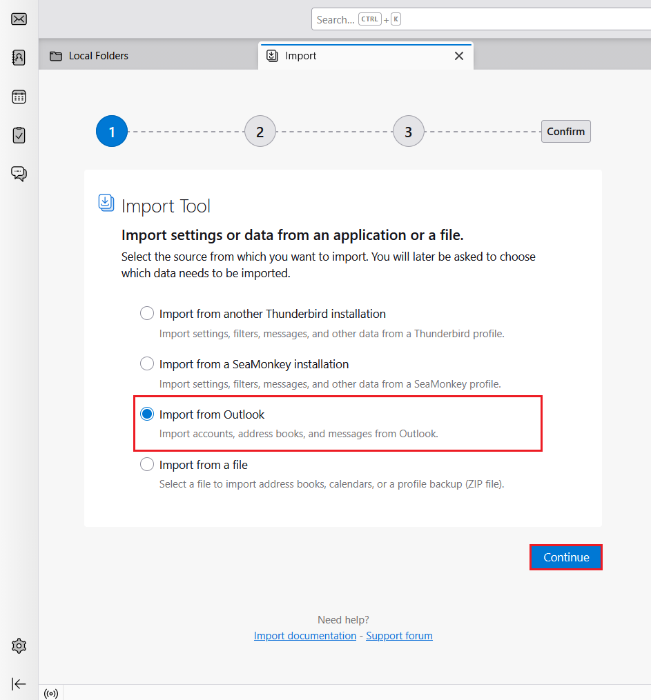 select Import from Outlook