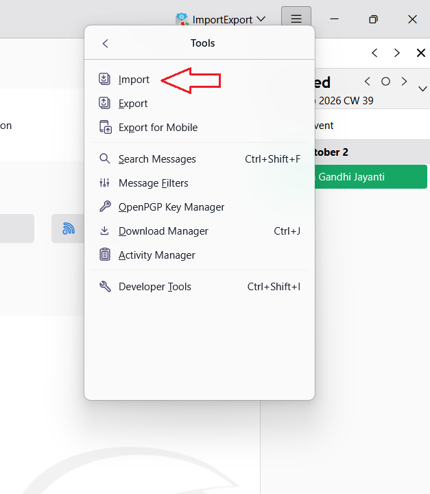 select the Import option