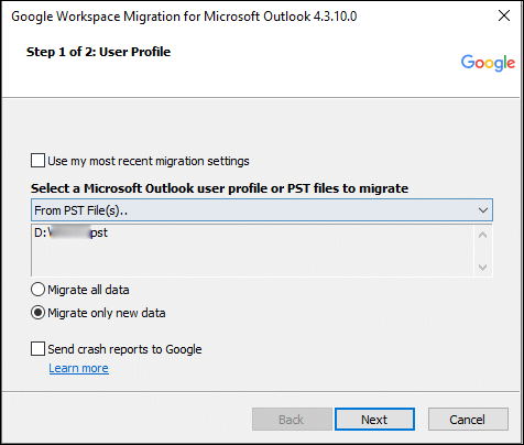 Browse the PST file