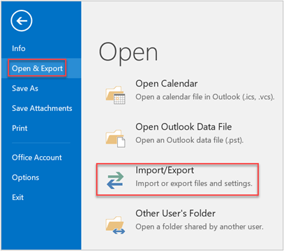 Click Import/Export