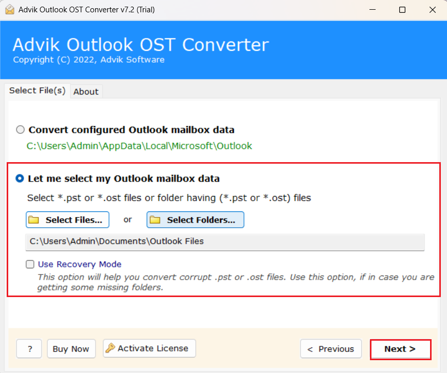 add ost files or folders