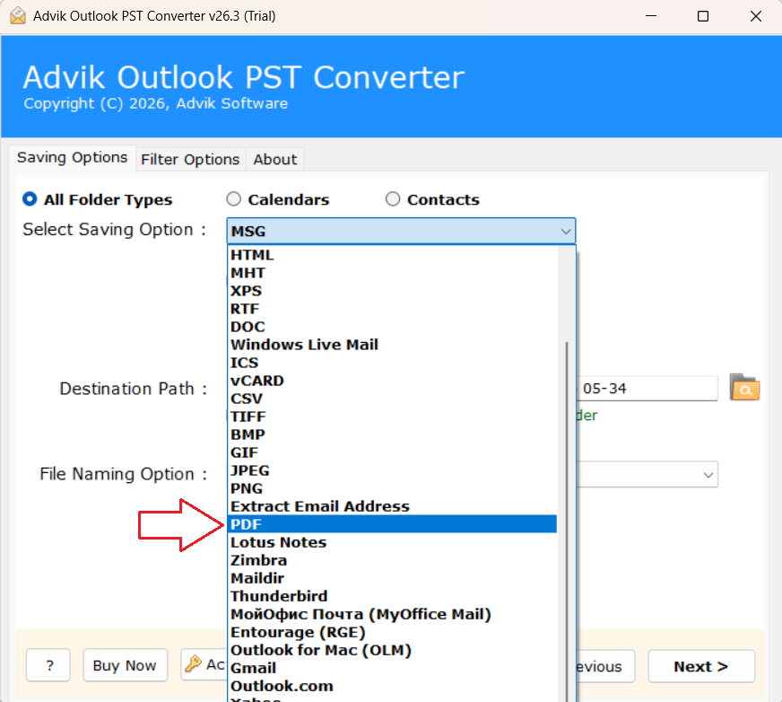 choose PDF as the saving format