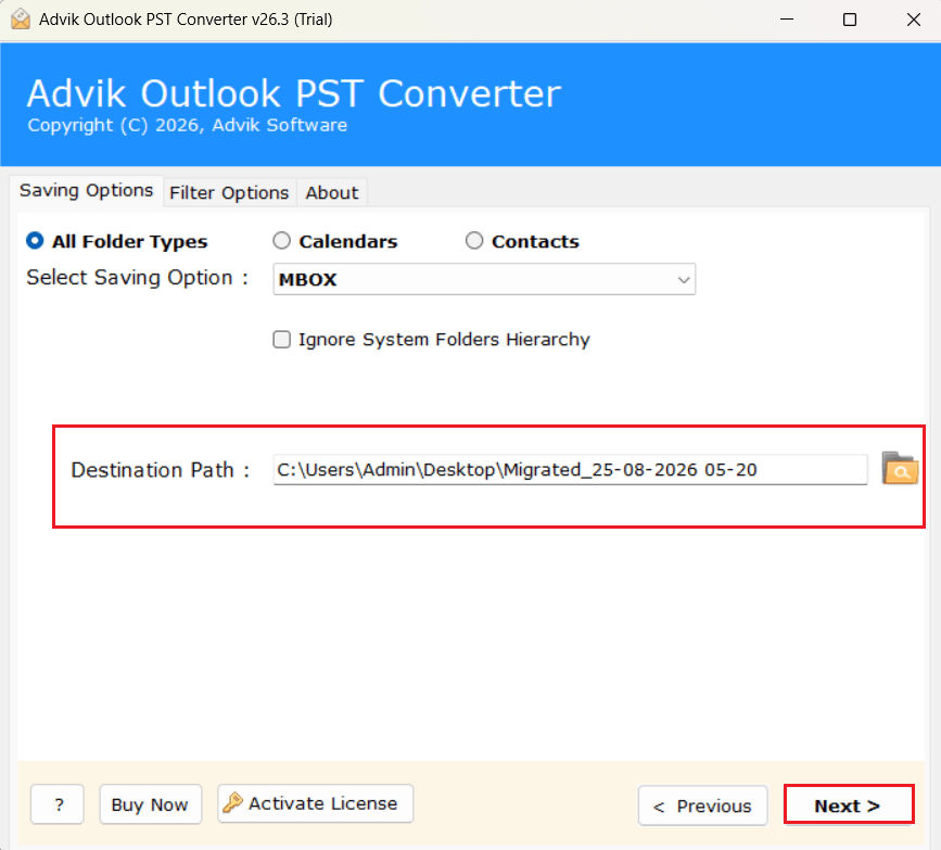 select location to import pst to apple mail