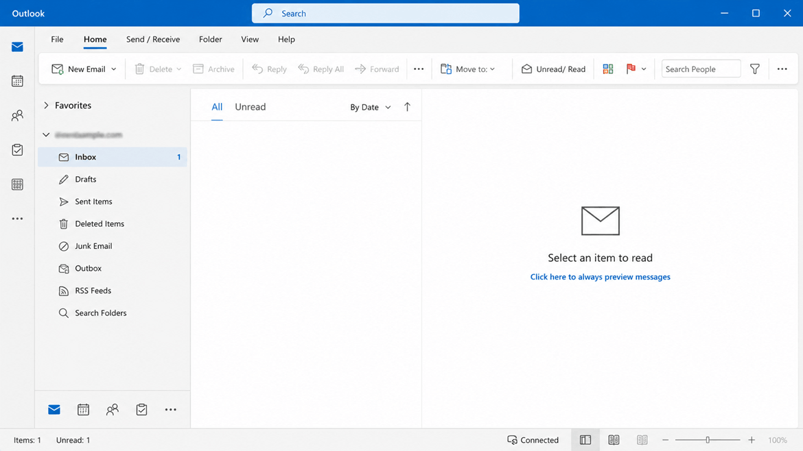 restart outlook and check emails