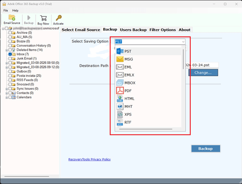 select file format