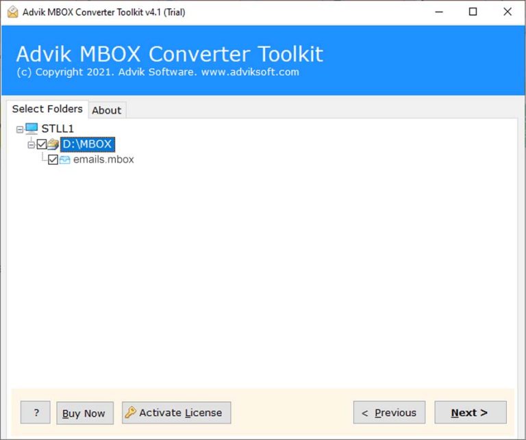 choose mbox file