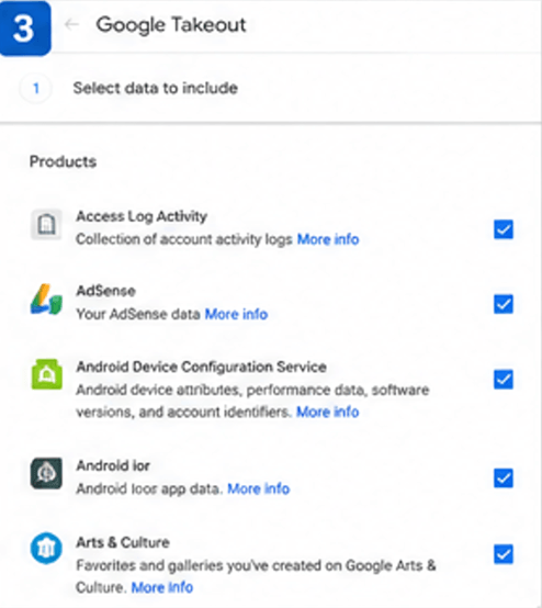 select data to include
