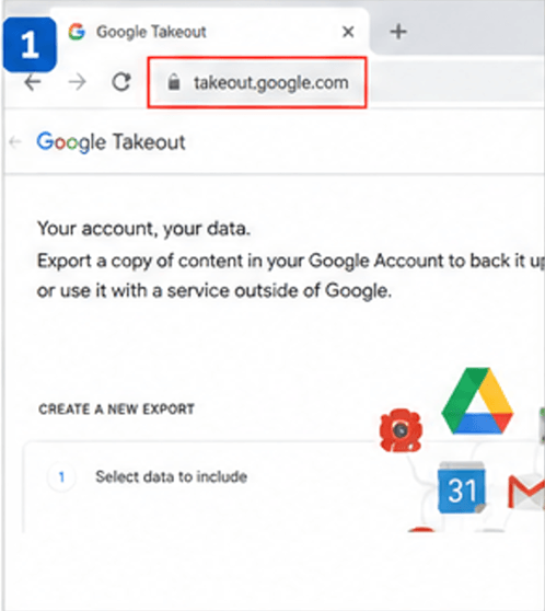 Visit the Google Takeout page