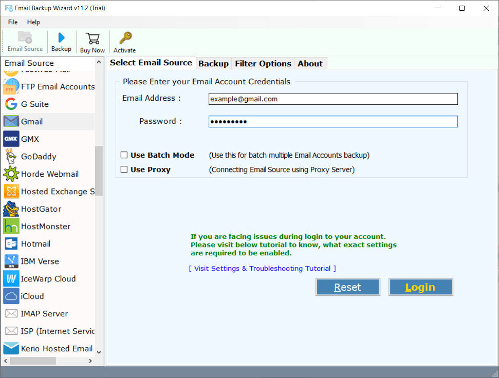 select email source & sign in