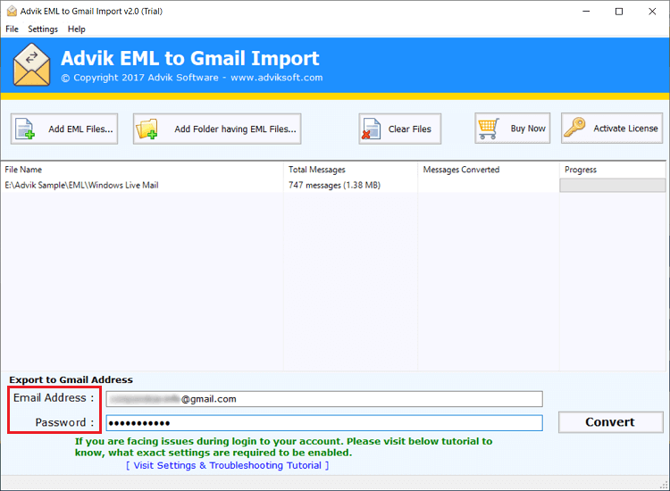 import eml files to gmail