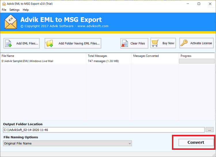 batch convert eml files to msg