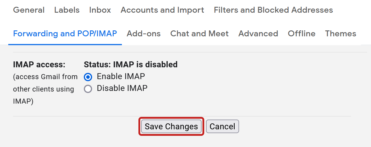 Enable Imap gmail