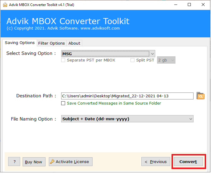 mbox to msg tool