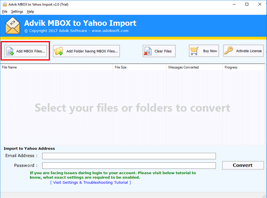 Import MBOX to Yahoo