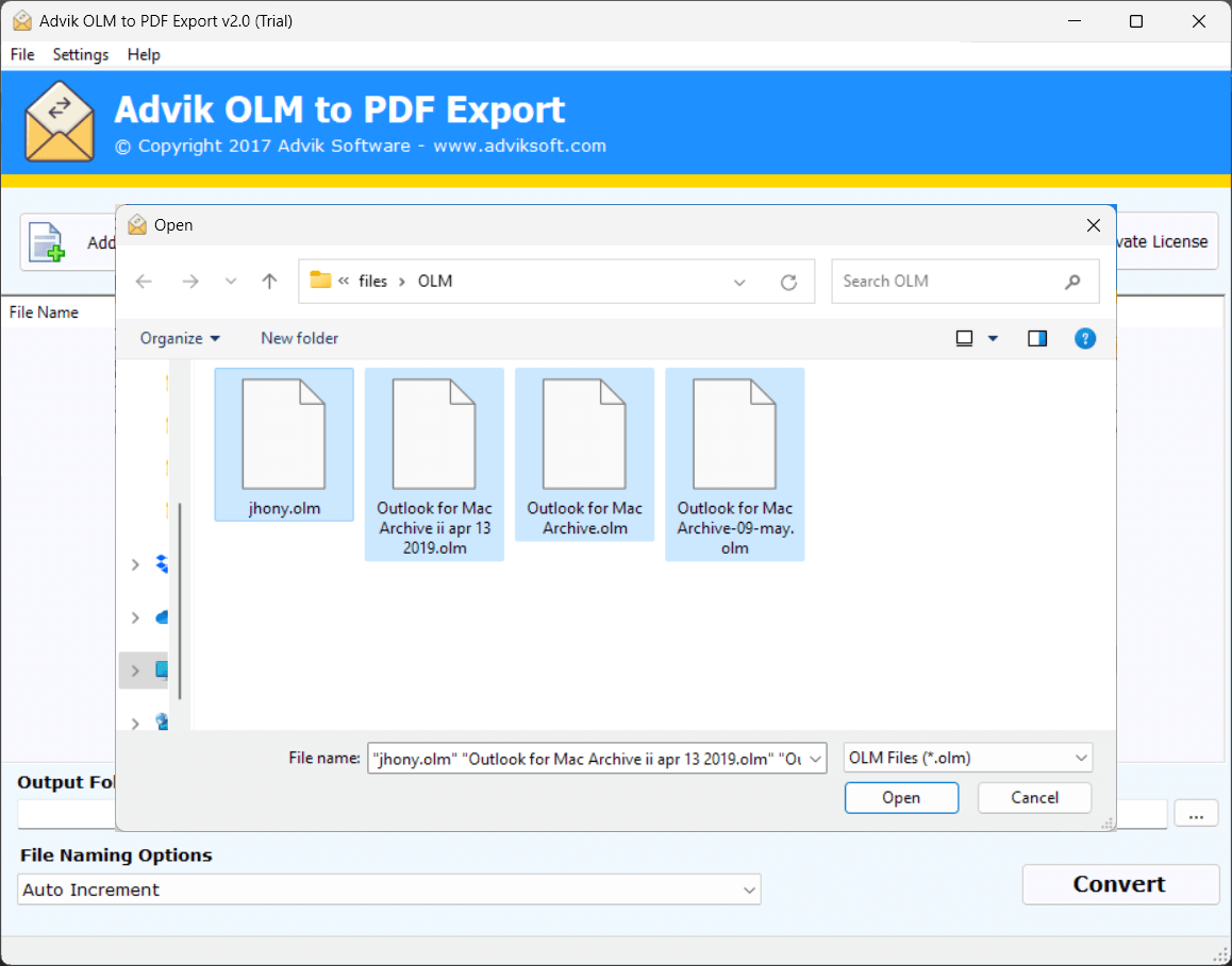 convert olm to pdf