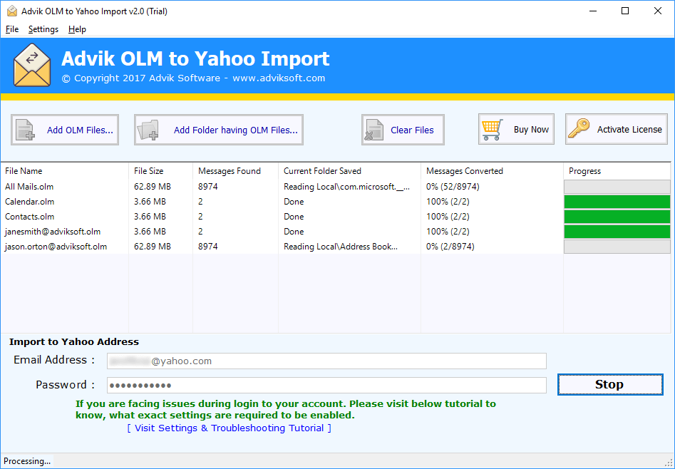 OLM to Yahoo Import
