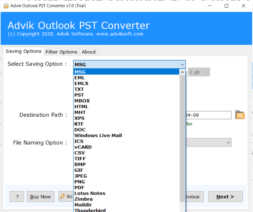 outlook pst to vcf converter