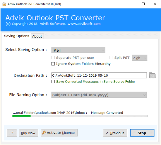 click convert to repair pst file