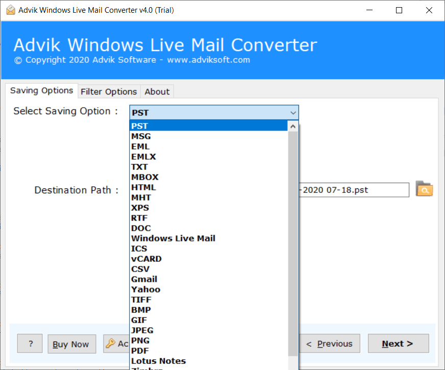 backup windows live mail emails