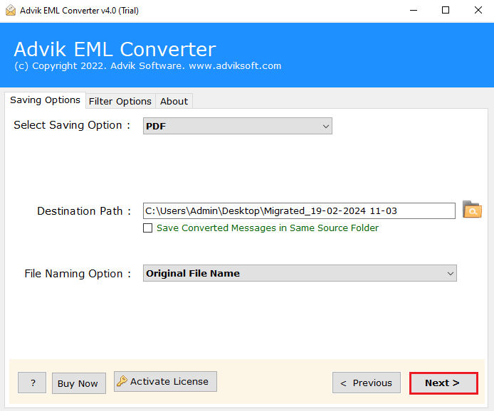 save eml file as pdf