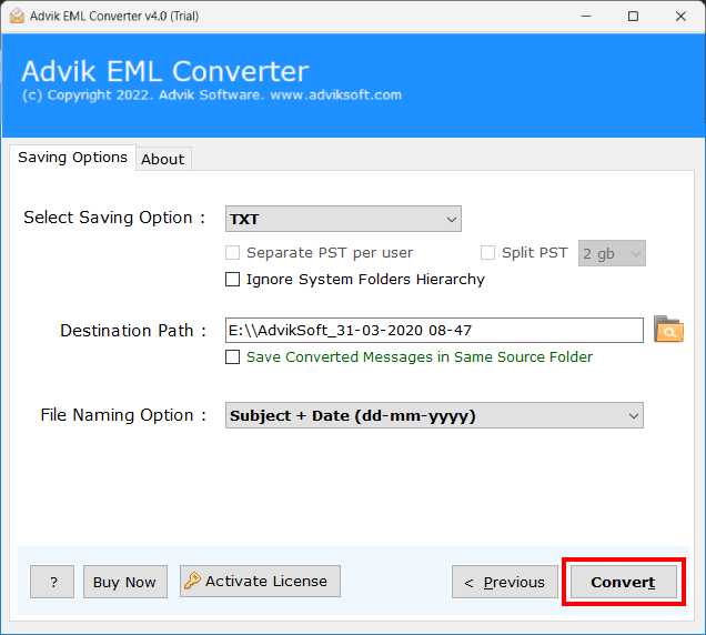 convert eml to text