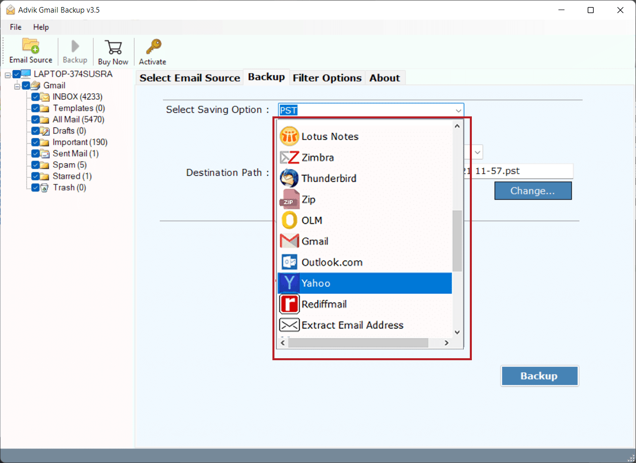 select any saving options