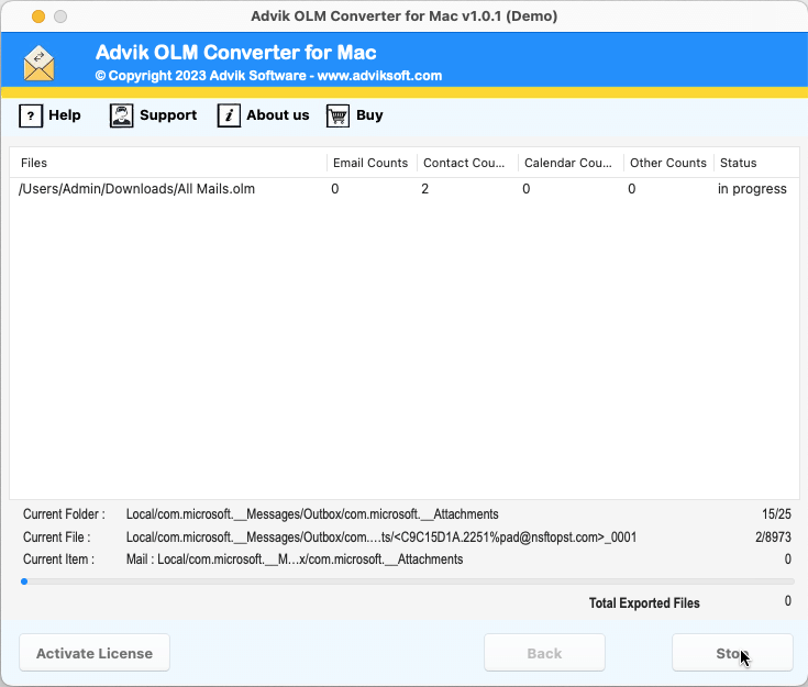 mac olm converter