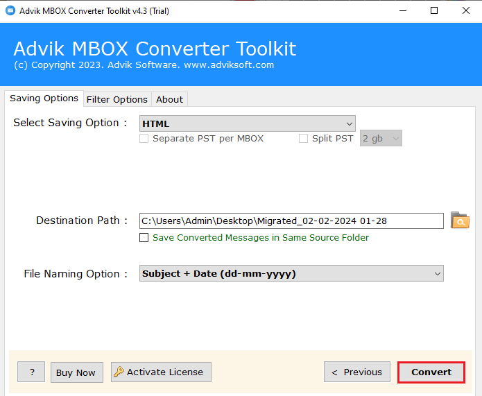 convert mbox to eml