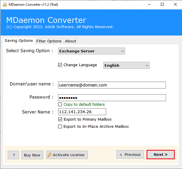 click convert to migrate mdaemon to exchange