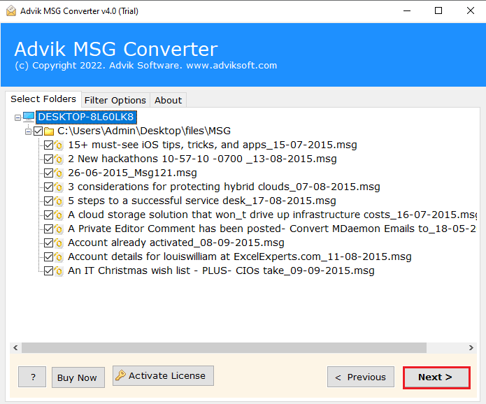 choose .msg files