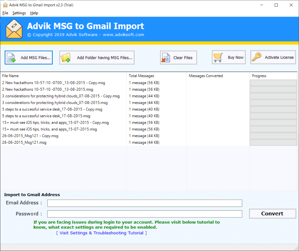 import msg files to gmail
