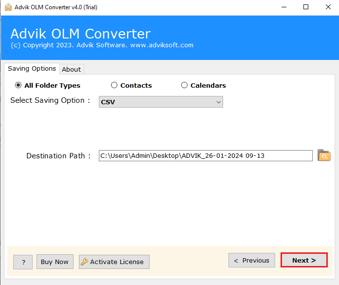 olm to csv converter