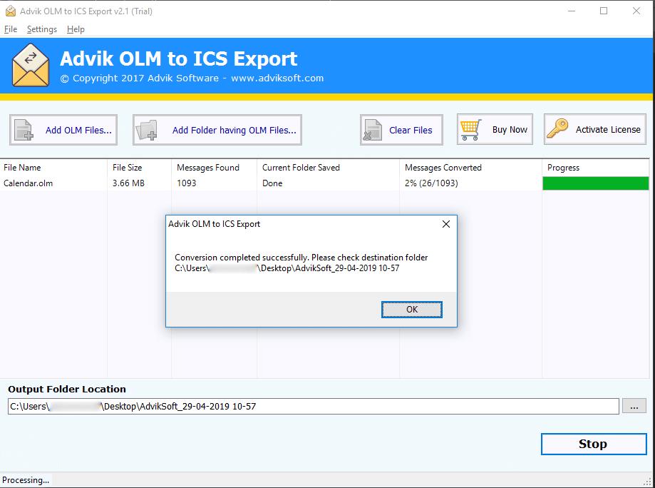 convert olm to ics