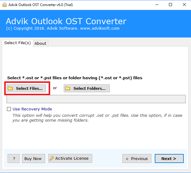 run advik ost to eml converter tool