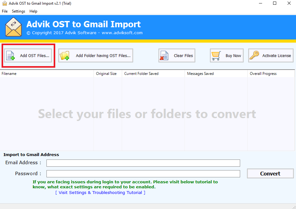 import ost to gmail