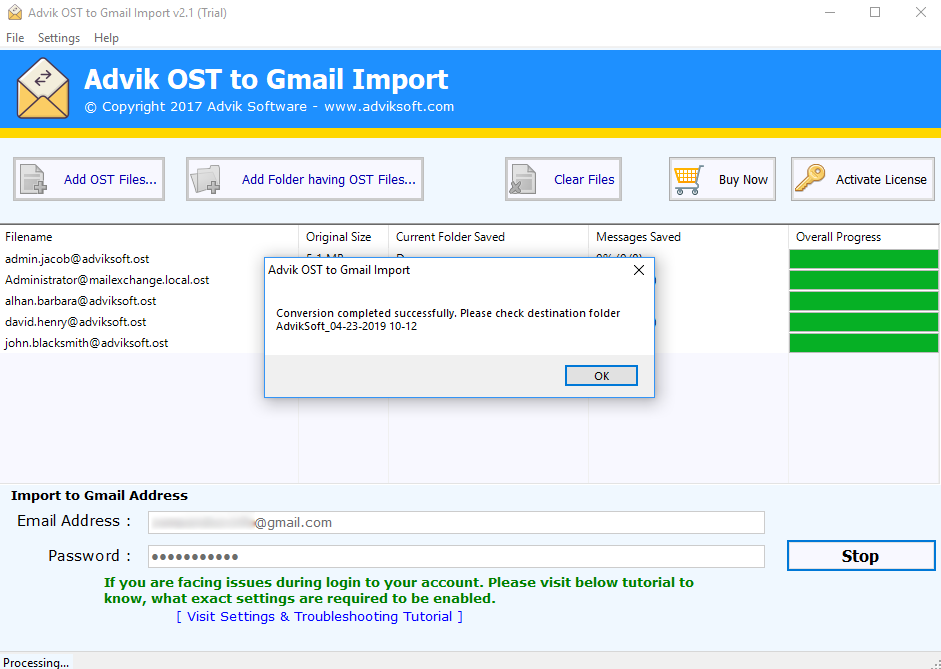 transfer ost emails to gmail