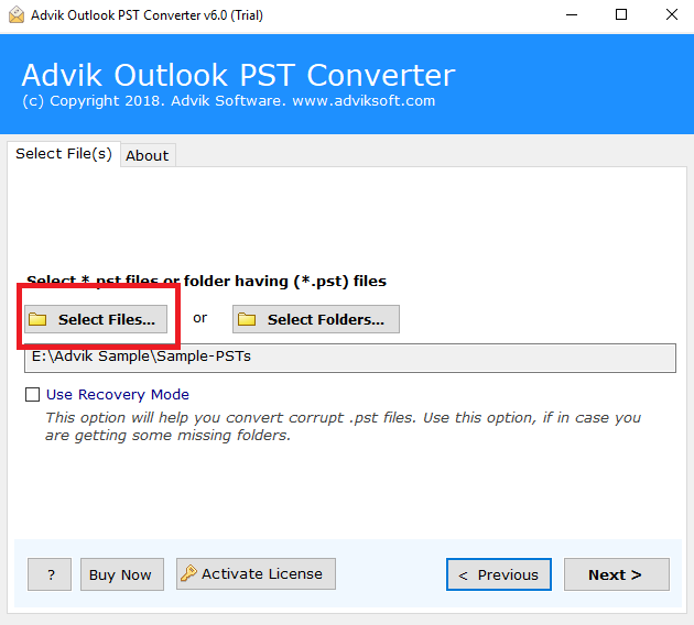 run advik pst repair tool